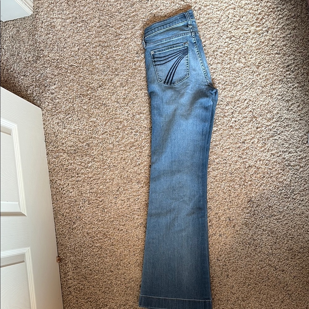 7 For All Mankind Blue Flare Wide Leg Denim